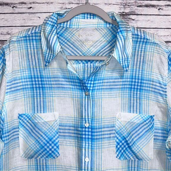 Lilly Pulitzer Sea View Button Down Top Beach Day Plaid - Picture 5 of 9